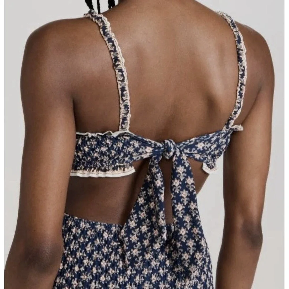 Sea New York Jasper Border Print Bikini Top Sz XS Swimwear Floral Boho $165